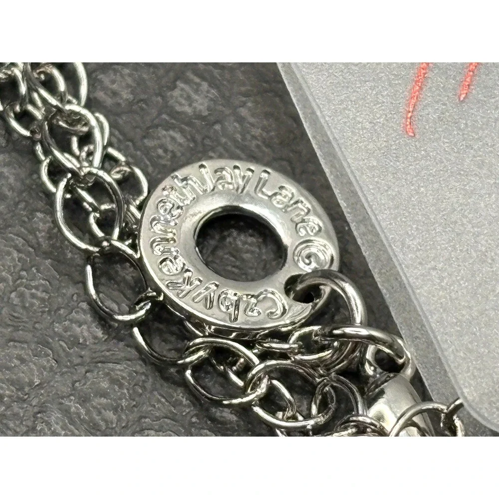 Kenneth Jay Lane CZ Crystal Silver Tone Pendant Necklace & Stud Earrings Set